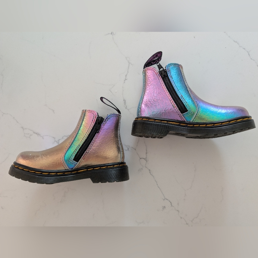 Toddler US 7 Dr. Martens Metallic Purple Zipper Boots with Chunky Sole